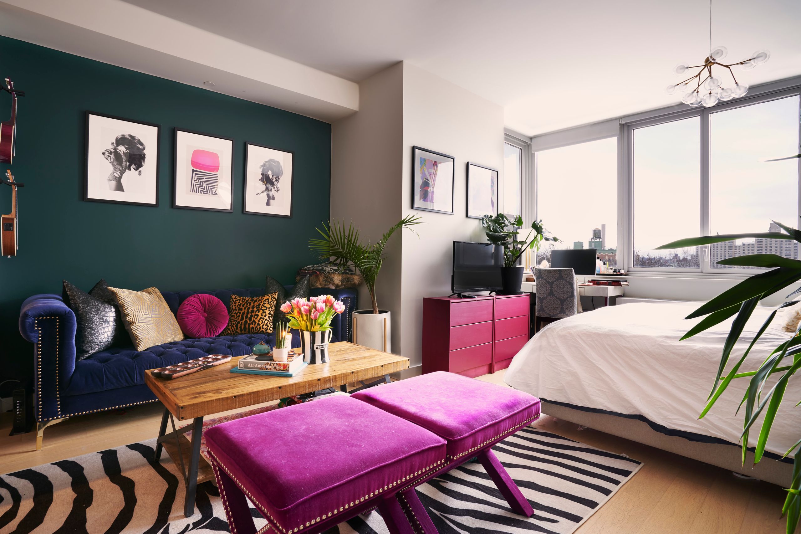 Midcentury modern studio apartment